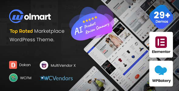 Wolmart | Multi-Vendor Marketplace WooCommerce Theme With Hosting and Domain